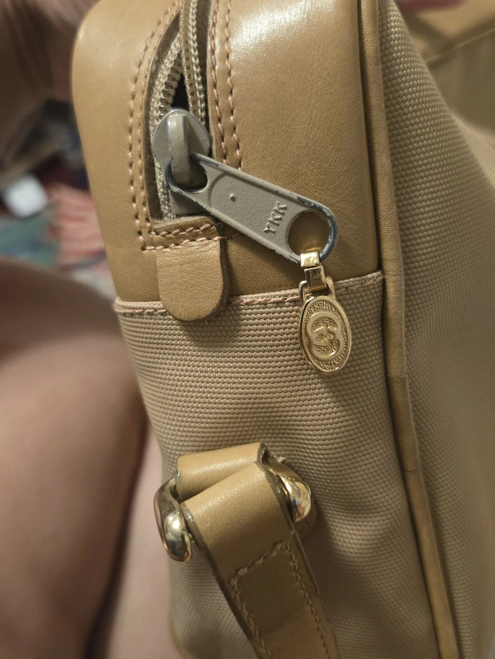 Gucci Beige Canvas & Leather Messenger Bag with Signature Web Stripe
